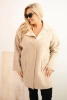 Dámský kabát Plus Size beránek s vlnou a kapsami béžový