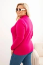 Dámsky sveter Plus Size z viskózy s golierom fuksiová