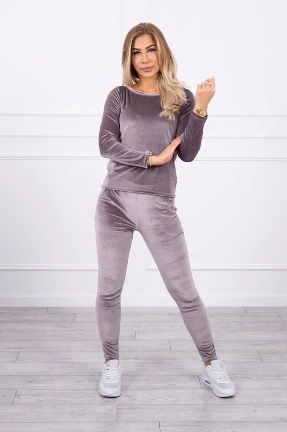 Velūro komplektas su raukšlele nugaroje pilkos spalvos