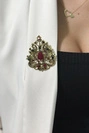 Brosche XZ459-191 gold + rot