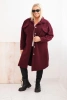 Dámsky kabát Plus Size s vlnou zapínaný na gombíky s vreckami a golierom slivkový
