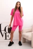 Damen-Set aus Baumwolle mit kurzen Ärmeln und Shorts rosa
