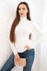 Women's viscose sweater with a turtleneck and long sleeves white