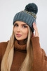 Cap with a pompom Ellen K325 dark grey+yellow