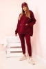 Women's cotton set with a hoodie and high-waisted leggings burgundy