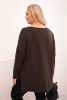 Dámská bavlněná blůza Plus Size asymetrická s dlouhým rukávem hnědá
