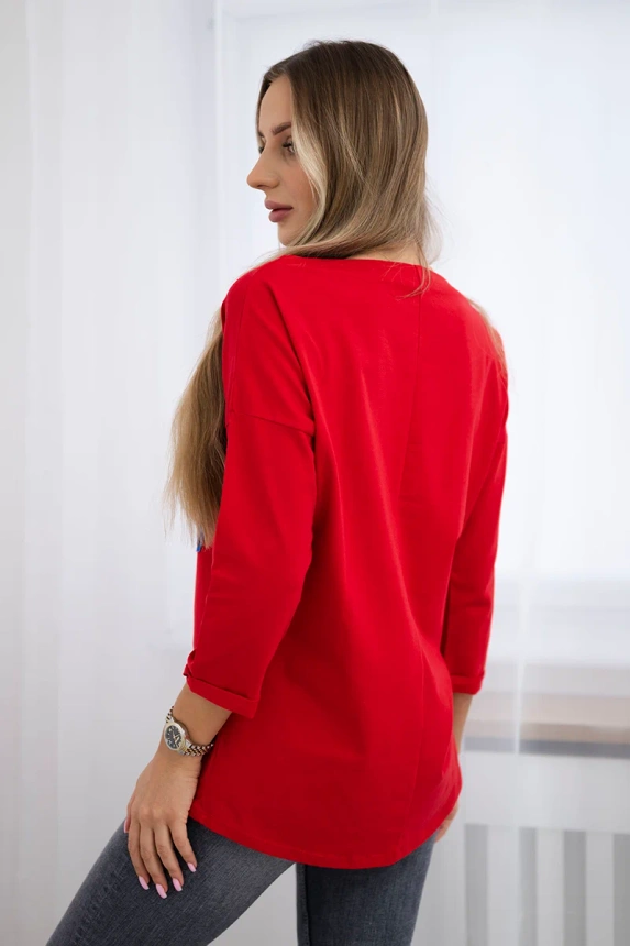 American Girl Grafik Bluse rot S/M - L/XL