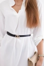 Kleid mit längerem Rücken und Gürtel ecru