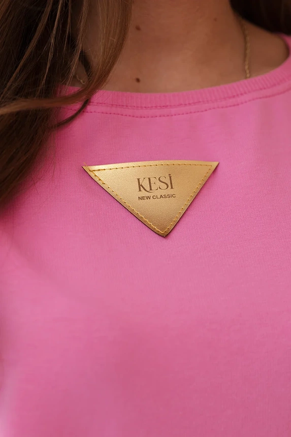 Bluzka bawełniana z falbankami na ramionach jasno różowa