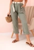 Women's linen cotton pants with a belt khaki