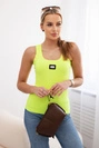 Striped blouse with metal plate yellow neon