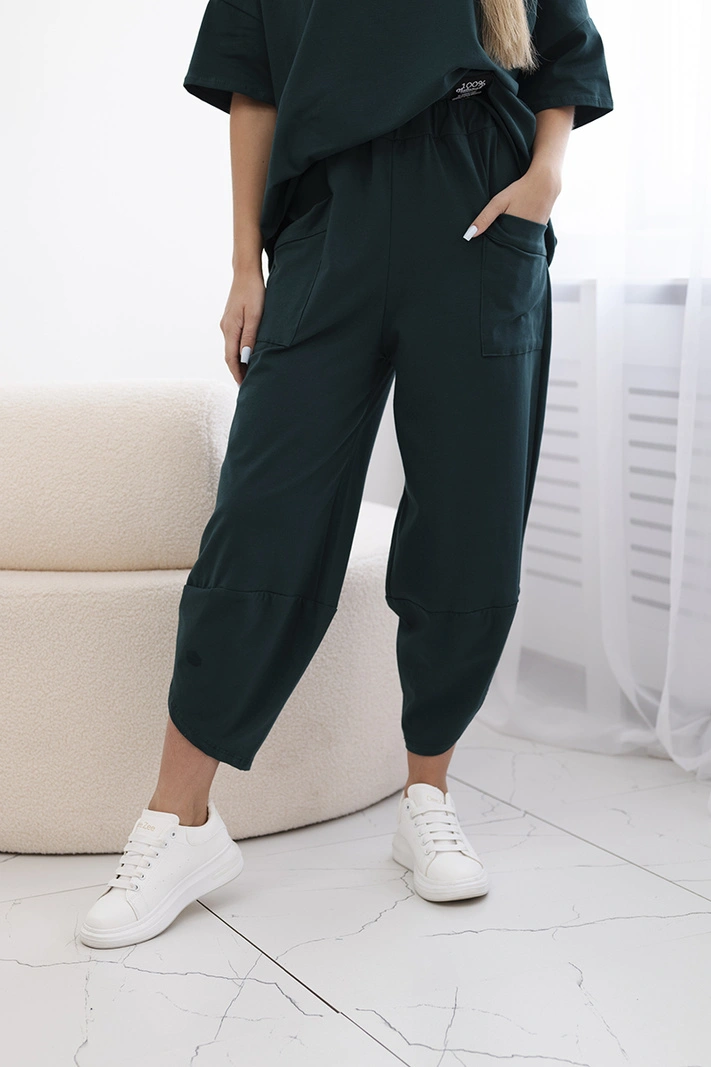 Baumwollset Bluse + Hose Dunkelgrün