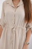 Dress with button closure and tie at the waist beige