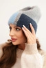 Women's colorful cap made of viscose with a decorative button gray + blue