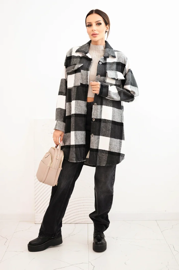 Damenhemd kariert grafit