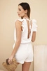 Women's muslin jumpsuit with ruffles ecru