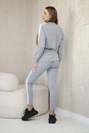 Women's cotton set with stripe and welts grey