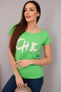 Women's cotton blouse with CHIC print green