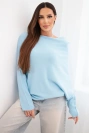 Women's asymmetrical batwing viscose sweater blue