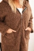 Women's Plus Size viscose coat with a zipper and a hood brown