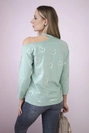 Blouse with a print of hearts dark mint
