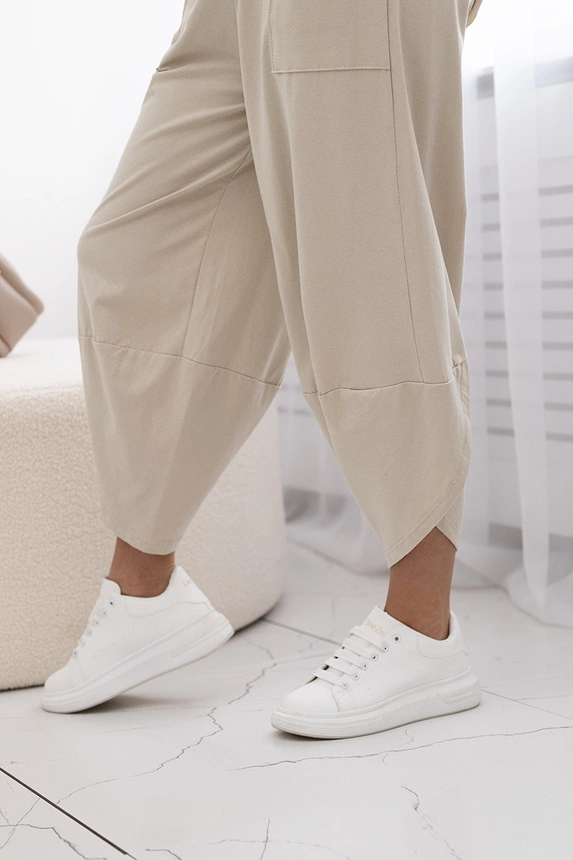 Baumwollset Bluse + Hose beige