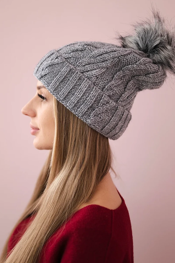 Čapica s fleece Warkocz K226 tmavošedý