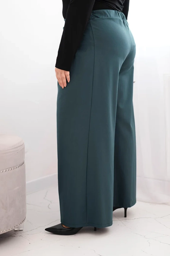 Dámske nohavice Plus Size s širokými nohavicami a skladaním morské