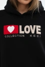 Isoliertes Baumwoll-Sweatshirt mit Kapuze Love schwarz