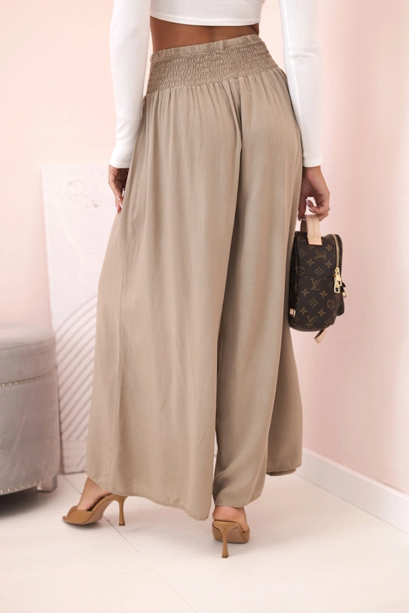 Damen Viskosehose mit elastischem Bund Kamel