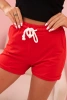 Women's cotton shorts with elastic and tie at the waist red