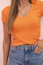 Damenbluse mit V-Ausschnitt und kurzen Ärmeln orange