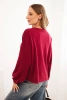 Women's sweatshirt with decorative finishing at the bottom red