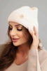 Women's winter fluffy hat with decorative button melon