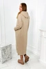 Langes Kleid mit Kapuze hellbeige