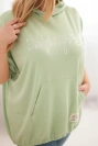Dámska mikina Plus Size s kapucňou a potlačou mätová