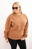 Bluza damska pętelkowa Plus Size bawełniana basic z okrągłym dekoltem camelowa