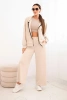 Damen-Set mit weitem Bein und Zipfeljacke beige