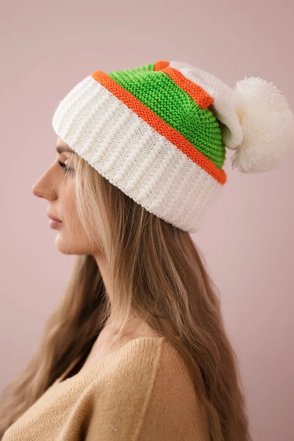Women's cap Kinga K297 white + orange + green