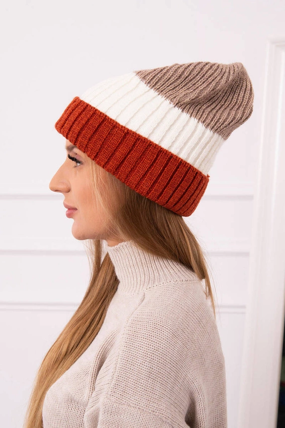 Cap with fleece Bojana K265 foxy+ecru+beige