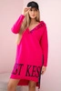 Kleid mit Kapuze und Druck fuchsia