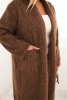 Plus Size women's viscose coat without fastening with pockets brown