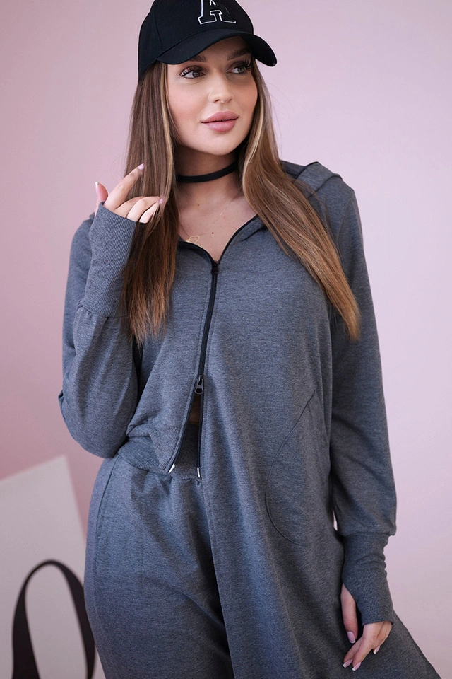 Sweatshirt-Set mit längerer Seite graphit