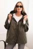 Women's quilted jacket with a hood khaki