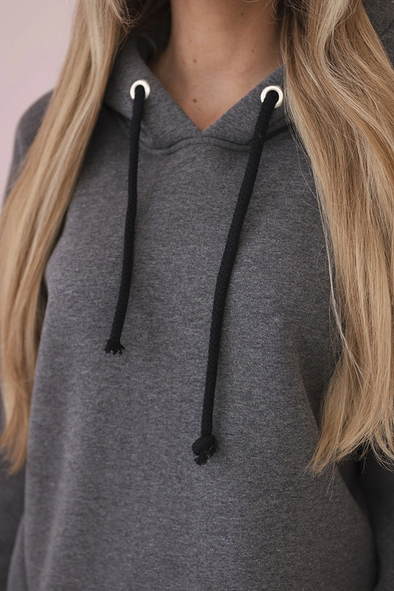 Dress with a hood and a slit on the side dark grey