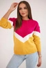 Sweater with geometric patterns fuchsia+mustard