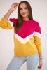 Geometrisch gemusterter Pullover fuchsia+mustard