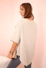 Women's muslin shirt with a button dark beige