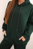 Women's insulated cotton tracksuit with a hood dark green