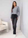 Women's sweater made of viscose with long sleeves and a round neckline dark gray